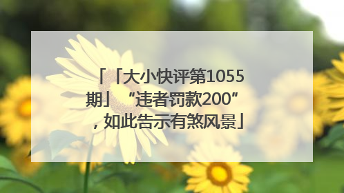 「大小快评第1055期」“违者罚款200”，如此告示有煞风景