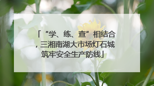 “学、练、查”相结合，三湘南湖大市场灯石城筑牢安全生产防线