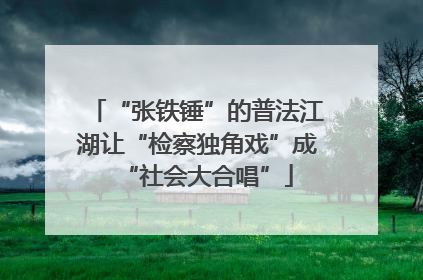 “张铁锤”的普法江湖让“检察独角戏”成“社会大合唱”
