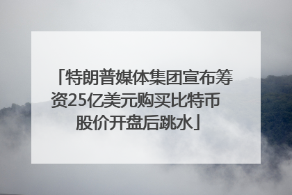 特朗普媒体集团宣布筹资25亿美元购买比特币 股价开盘后跳水