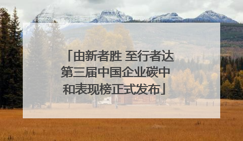 由新者胜 至行者达 第三届中国企业碳中和表现榜正式发布