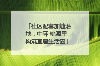 社区配套加速落地，中环·桃源里构筑宜居生活圈