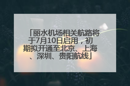 丽水机场相关航路将于7月10日启用，初期拟开通至北京、上海、深圳、贵阳航线