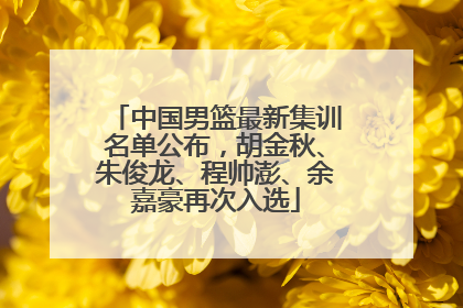 中国男篮最新集训名单公布，胡金秋、朱俊龙、程帅澎、余嘉豪再次入选