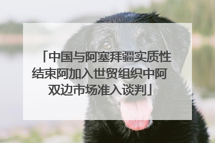 中国与阿塞拜疆实质性结束阿加入世贸组织中阿双边市场准入谈判