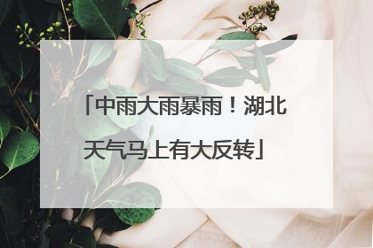 中雨大雨暴雨！湖北天气马上有大反转
