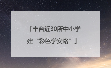 丰台近30所中小学建“彩色学安路”