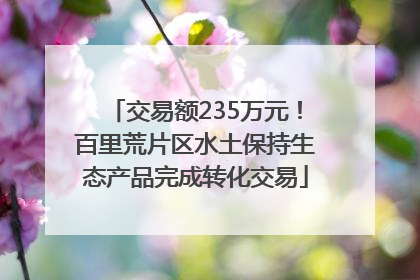 交易额235万元！百里荒片区水土保持生态产品完成转化交易