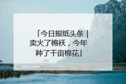 今日报纸头条｜卖火了棉袄，今年种了千亩棉花