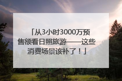 从3小时3000万预售额看日照旅游——这些消费场景该补了！