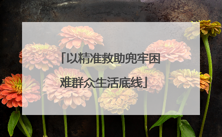以精准救助兜牢困难群众生活底线