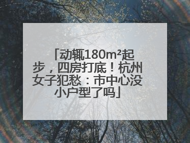 动辄180m²起步，四房打底！杭州女子犯愁：市中心没小户型了吗