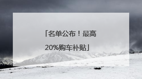 名单公布！最高20%购车补贴