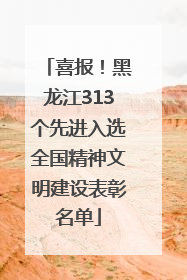 喜报！黑龙江313个先进入选全国精神文明建设表彰名单