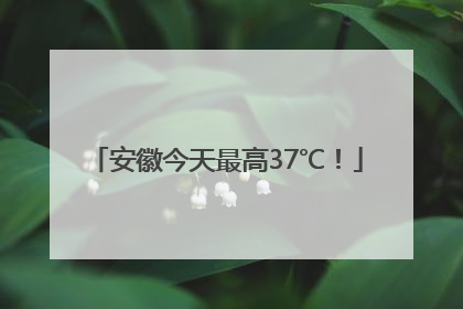 安徽今天最高37℃！