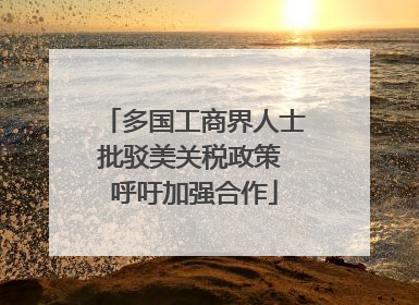 多国工商界人士批驳美关税政策 呼吁加强合作