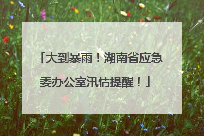 大到暴雨！湖南省应急委办公室汛情提醒！