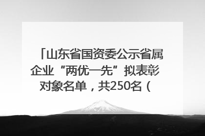 山东省国资委公示省属企业“两优一先”拟表彰对象名单，共250名（个）党员和党组织