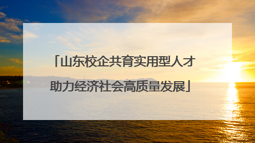 山东校企共育实用型人才 助力经济社会高质量发展