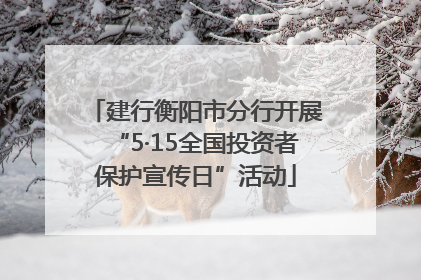 建行衡阳市分行开展“5·15全国投资者保护宣传日”活动