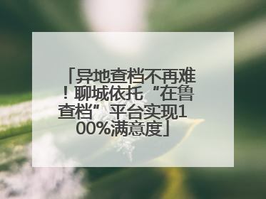 异地查档不再难！聊城依托“在鲁查档”平台实现100%满意度