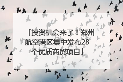 投资机会来了！郑州航空港区集中发布28个优质商贸项目