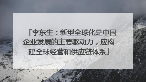 李东生：新型全球化是中国企业发展的主要驱动力，应构建全球经营和供应链体系
