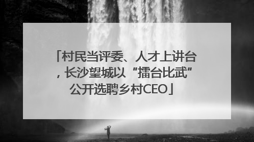 村民当评委、人才上讲台，长沙望城以“擂台比武” 公开选聘乡村CEO