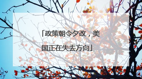 政策朝令夕改，美国正在失去方向