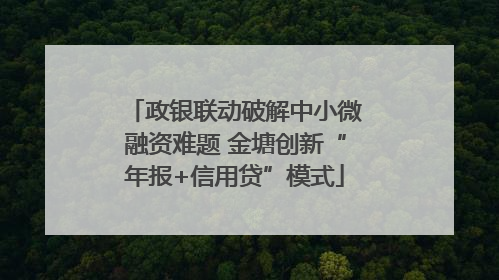 政银联动破解中小微融资难题 金塘创新“年报+信用贷”模式