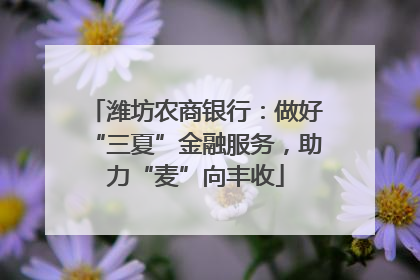 潍坊农商银行：做好“三夏”金融服务，助力“麦”向丰收