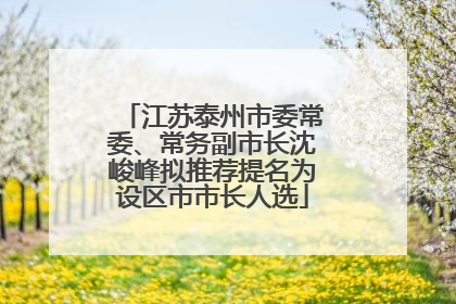 江苏泰州市委常委、常务副市长沈峻峰拟推荐提名为设区市市长人选