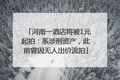 河南一酒店将被1元起拍：系涉刑资产，此前曾因无人出价流拍