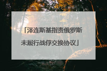 泽连斯基指责俄罗斯未履行战俘交换协议