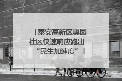 泰安高新区奥园社区快速响应跑出“民生加速度”