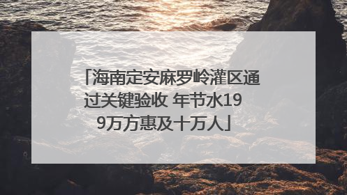 海南定安麻罗岭灌区通过关键验收 年节水199万方惠及十万人