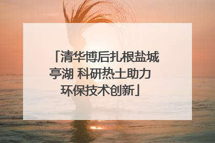 清华博后扎根盐城亭湖 科研热土助力环保技术创新