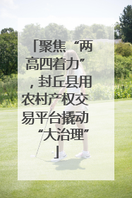 聚焦“两高四着力”，封丘县用农村产权交易平台撬动“大治理”
