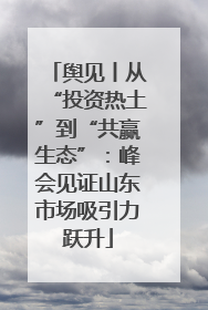 舆见丨从“投资热土”到“共赢生态”：峰会见证山东市场吸引力跃升