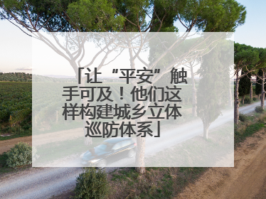 让“平安”触手可及！他们这样构建城乡立体巡防体系