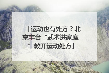 运动也有处方？北京丰台“武术进家庭”教开运动处方