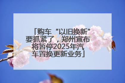 购车“以旧换新”要抓紧了，郑州宣布将暂停2025年汽车置换更新业务