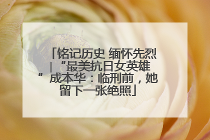 铭记历史 缅怀先烈 ∣“最美抗日女英雄”成本华：临刑前，她留下一张绝照