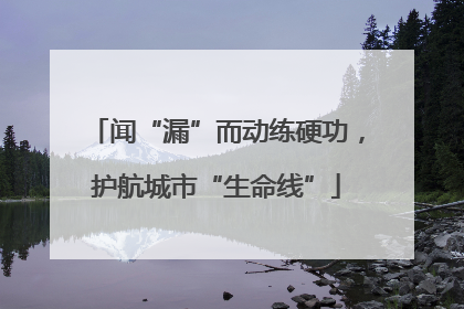 闻“漏”而动练硬功，护航城市“生命线”