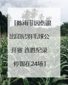 陈雨菲因伤退出印尼羽毛球公开赛 连胜纪录停留在24场