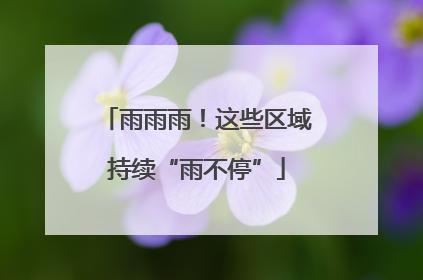 雨雨雨！这些区域持续“雨不停”