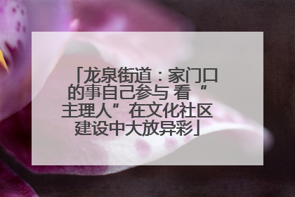龙泉街道：家门口的事自己参与 看“主理人”在文化社区建设中大放异彩