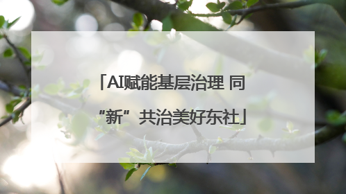 AI赋能基层治理 同“新”共治美好东社